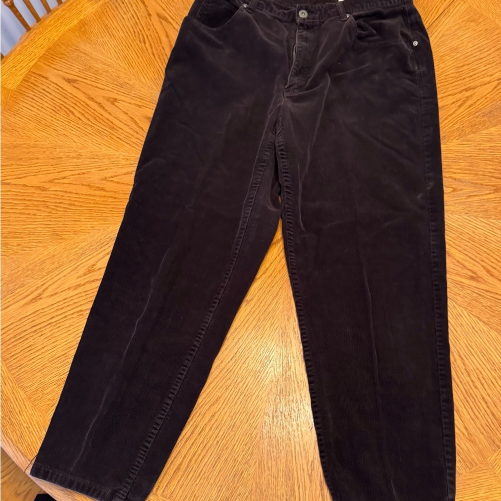 Liz Claiborne Women's Black Corduroy Trousers Straight leg Pants size 14